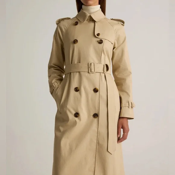 BRAND NEW Quince Beige Double-Breasted Trench Coat in XL - Picture 3 of 12